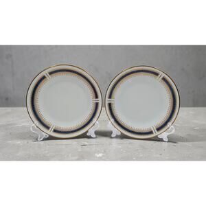 Set of 2 Noritake Blue Dawn 6611 Bread Plates 6 3/8” Japan Gold Trim Vintage